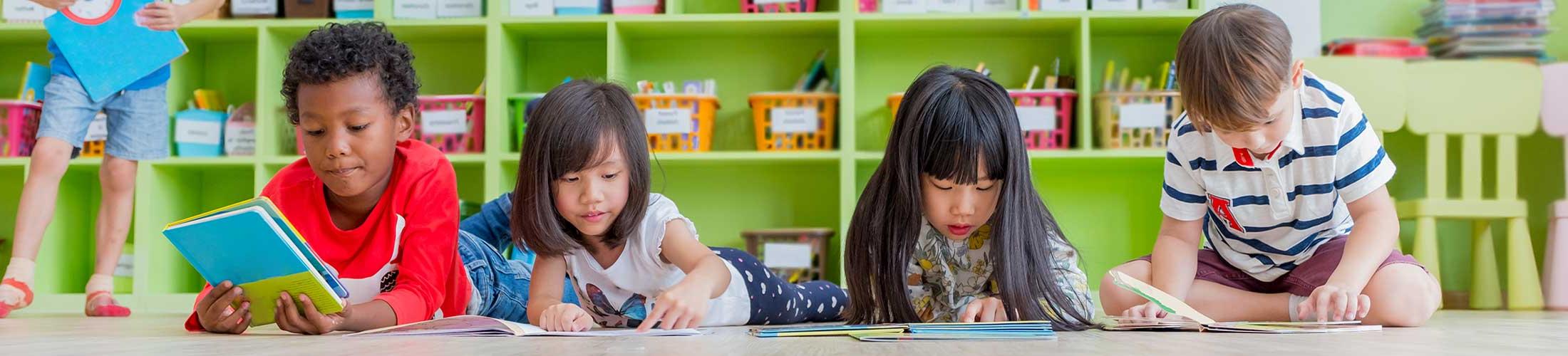 Children reading in the Literacy Center.