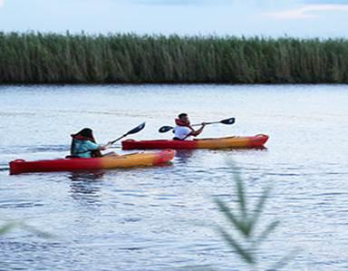 Two people canoeing